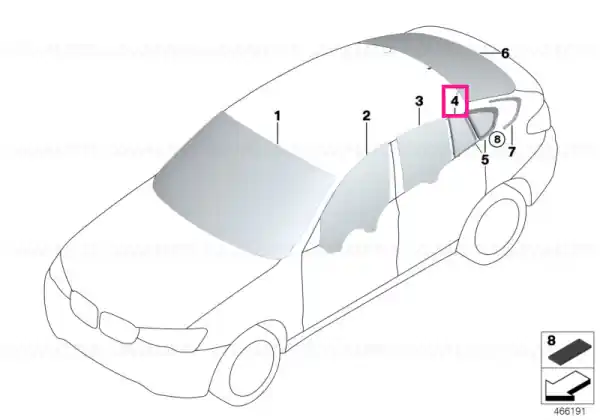 Geam fix lateral spate, dreapta, tenta verde - BMW X4 F26 Mai ieftin