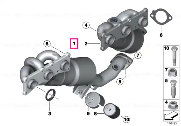 RP-exhaust manifold with catalytic conv. ZYL.1-3 EU4 - BMW Livrare rapidă