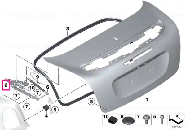 Left trunk lid hinge - BMW - Mini Popular