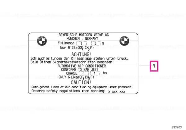 Plată sigură Label, coolant 850+/-10G - BMW