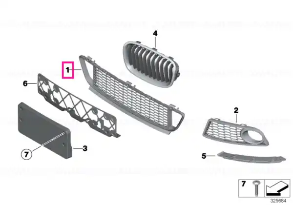 Grille, bumper, middle front -M- - BMW Retur ușor