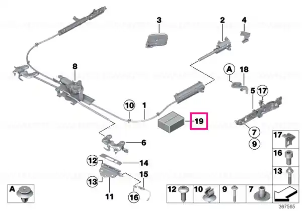 Attachment set, lock, roof shell - BMW Nu rata