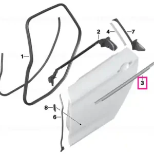 Window well strip, outer, door, rear rgt SCHWARZ MATT - BMW Discount