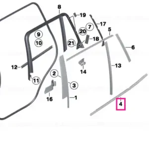 Transport gratuit Window well strip, outer, door, rear rgt SW-HGL - BMW