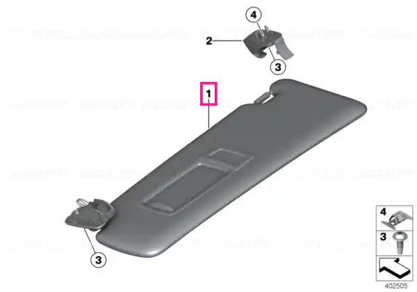 Expediere rapidă Sun visor with label, right SCHWARZ - BMW