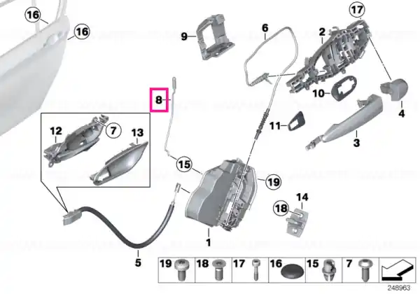 Operating rod, door rear left - BMW Preț mic