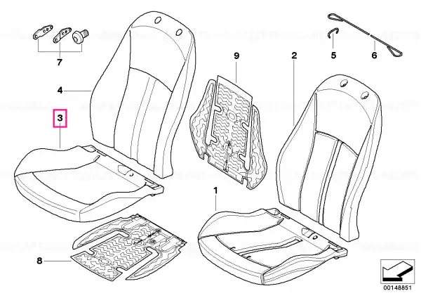 Cumpărături sigure Husă scaun țesătură/piele stânga PERLGRAU - BMW
