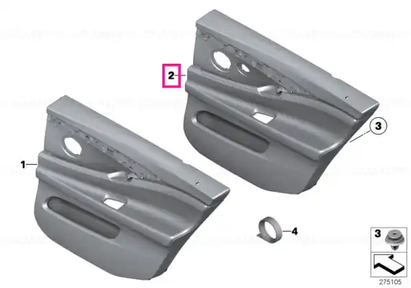 Door lining leather rear right SCHWARZ - BMW Promoție