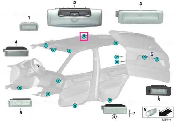 Interior light LED, rear WEISS - BMW Doar azi