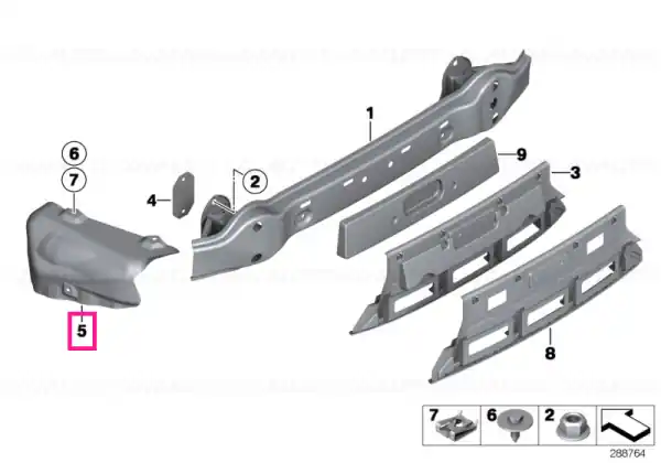 Sound insulation, rear right bumper - BMW Preț promoțional