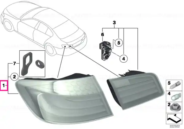 Rear light in the side panel, left - BMW Ieftin