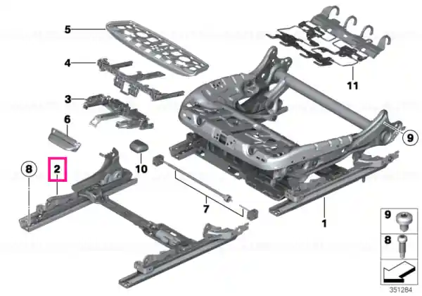 Seat rail, electric, right - BMW Lichidare de stoc