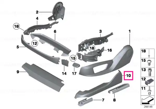 Super ofertă Finisher, upper rail, exterior, right SCHWARZ - BMW