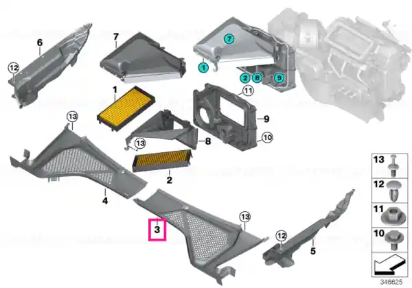 Ofertă exclusivă Capac carcasa microfilter, stanga - BMW