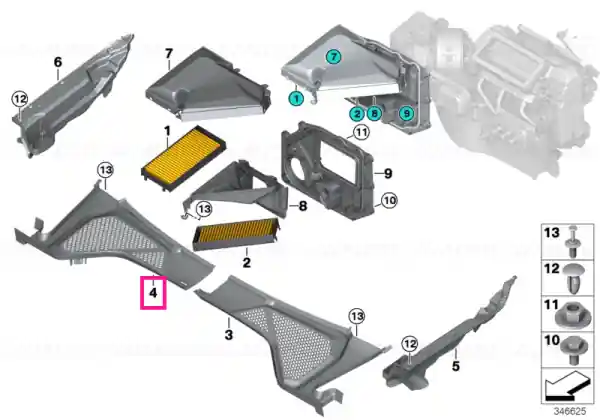 Capac carcasa microfilter, dreapta - BMW Reducere extra
