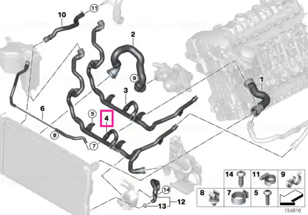 Line, heater return-thermostat - BMW Preț promoțional