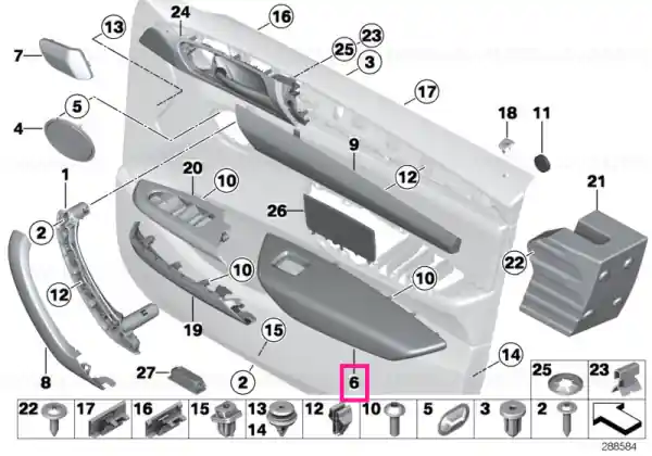 Noutate Armrest, right SCHWARZ - BMW