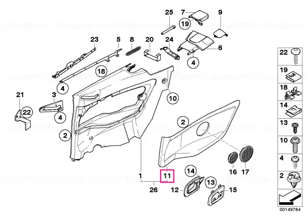 Doar azi Inserta panou trim dreapta P7/P8SW SCHWARZ - BMW
