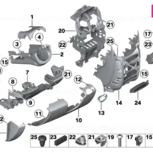 Comandă acum Ornament consola fata dreapta PIANO BLACK - BMW - Mini