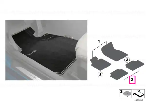 Floor mats, textile, rear BASIS - BMW Cumpărături sigure