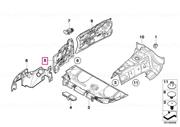 Sound insulation, side panel, rear right - BMW Reducere extra