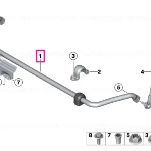 Bara stabilizatoare fata, cu bucsa cauciuc, 22,5mm - BMW Seria 1 F20 F21, Seria 2 F22, Seria 3 F30 F31, Seria 4 F32 F36 Cel mai vândut