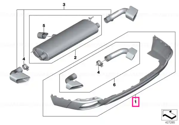 Retur ușor Set ornament țeavă eșapament crom, M M PERFORMANCE - BMW