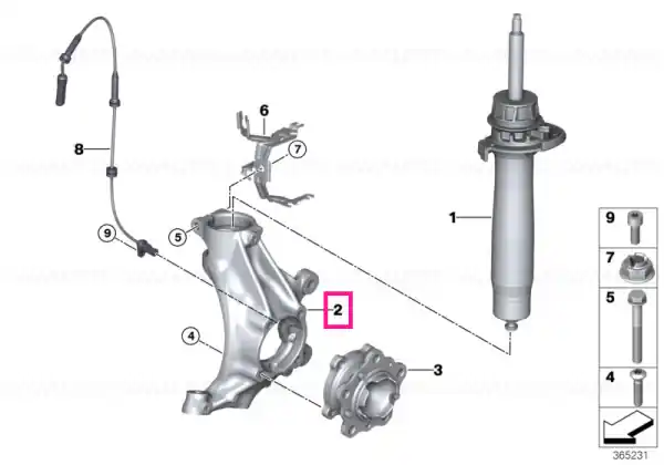 Disponibil imediat Swivel bearing, camber correction, right -30 MIN - BMW