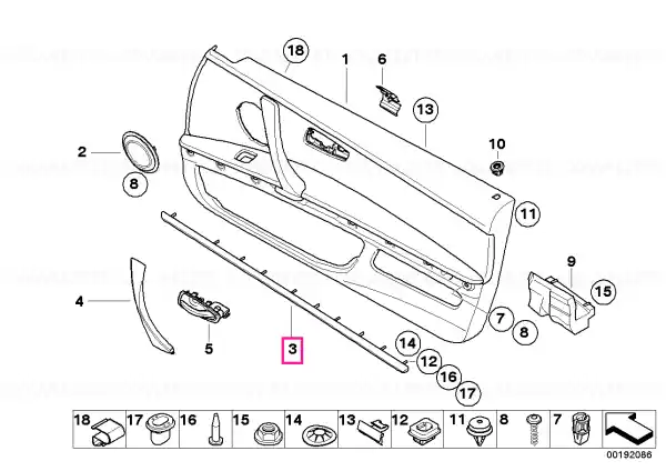 Luminous strip, door, front right CREAMBEIGE - BMW Nu rata