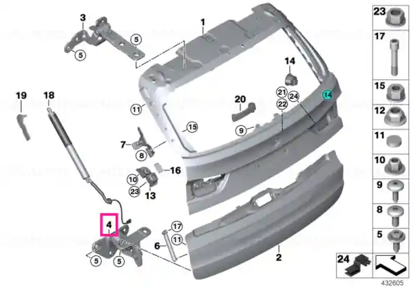 Reducere de preț Hinge, trunk lid, lower part - BMW