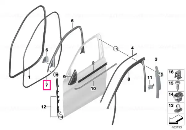 Door weatherstrip, front - BMW Bestseller