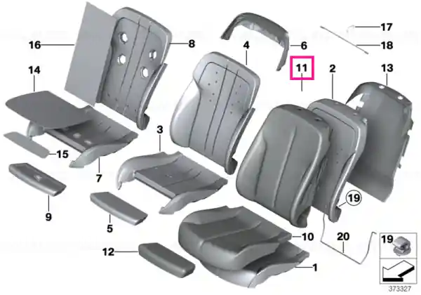 Preț promoțional Capac spătar confort, piele dreapta, ROT NABY VERMIL.ROT - BMW