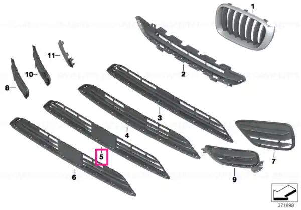 Grille, middle bottom, open ACC - BMW Preț promoțional