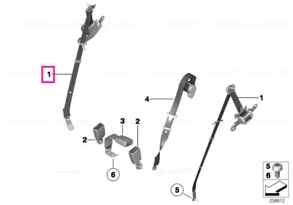 Premium Centura superioara spate dreapta SCHWARZ - BMW