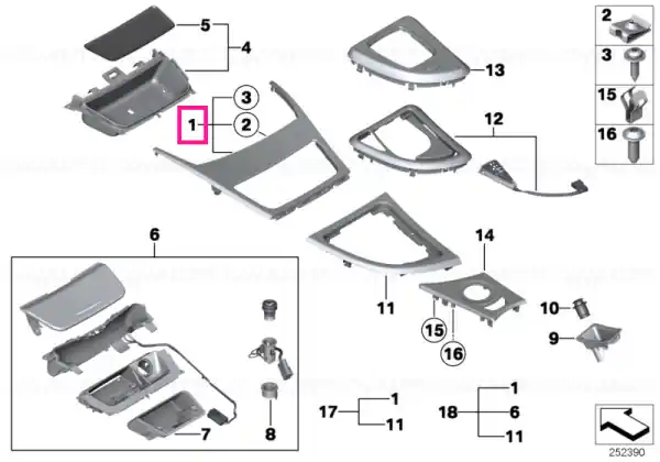 Ornament scrumieră/depozitare, negru mat - BMW Mai ieftin