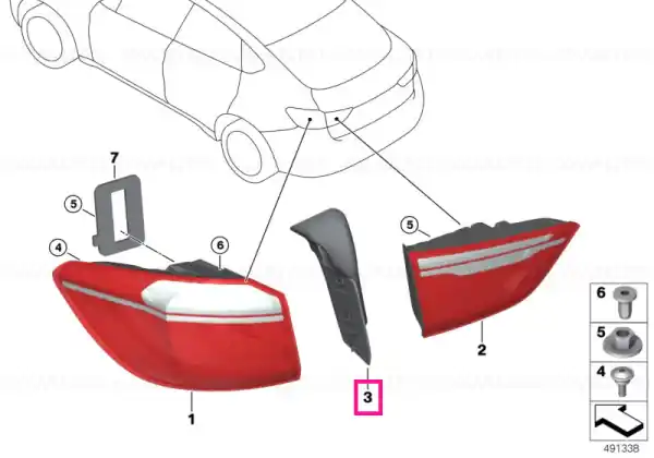 Tail light finisher, trunk lid, right - BMW Preț promoțional