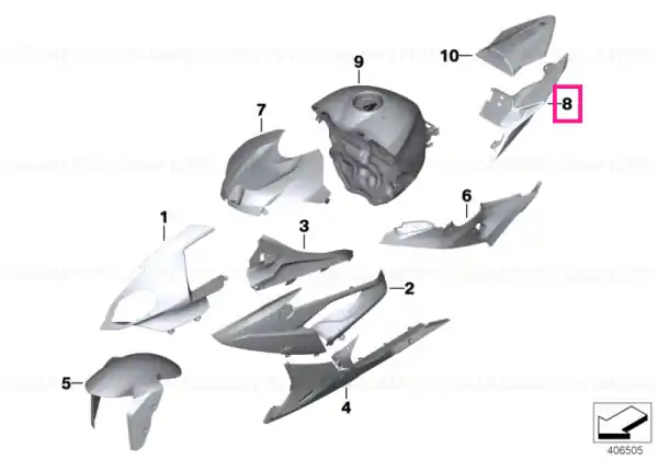 Rear lateral part, right LIGHT-WHITE - BMW Motorrad Retur gratuit