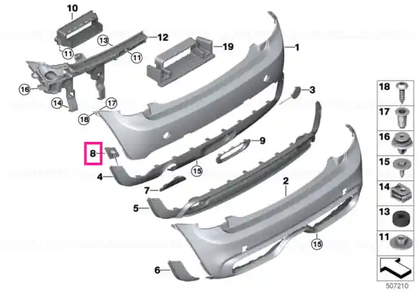 Expediere rapidă Set, suporturi, senzor PDC, spate - BMW - Mini