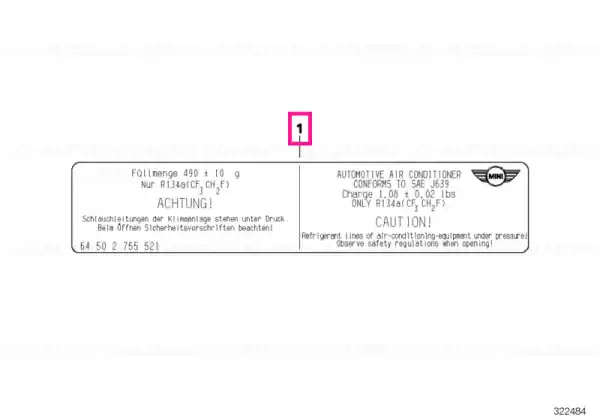 Label, coolant 460+/-10G - BMW - Mini Popular