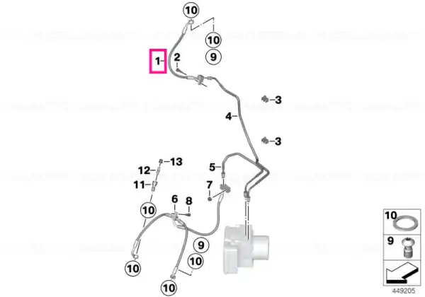 Brake-line control circuit, front - BMW Motorrad Retur gratuit