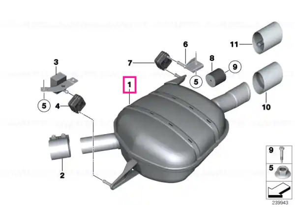 Rear silencer, right - BMW Ofertă exclusivă