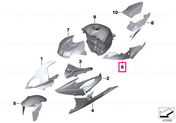 Chilipir Fuel-tank panel, left LIGHT-WHITE - BMW Motorrad