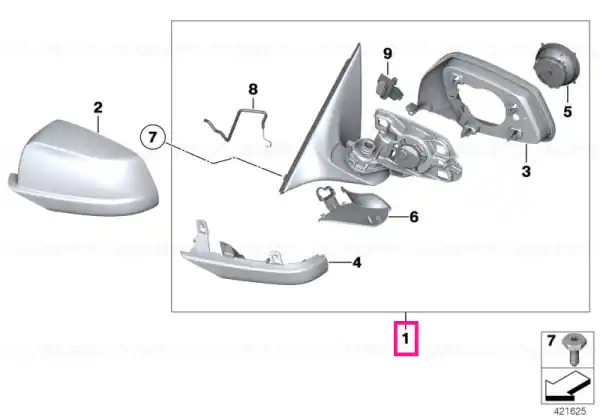 Discount Outside mirror w/out glass heated right SHADOW-LINE - BMW