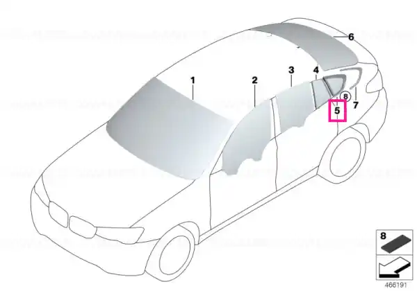 Chilipir Side window fixed, green rear right ESG - BMW