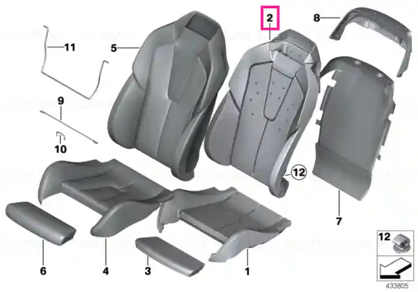 Vezi acum Foam section, comfort backrest, A/C,left - BMW