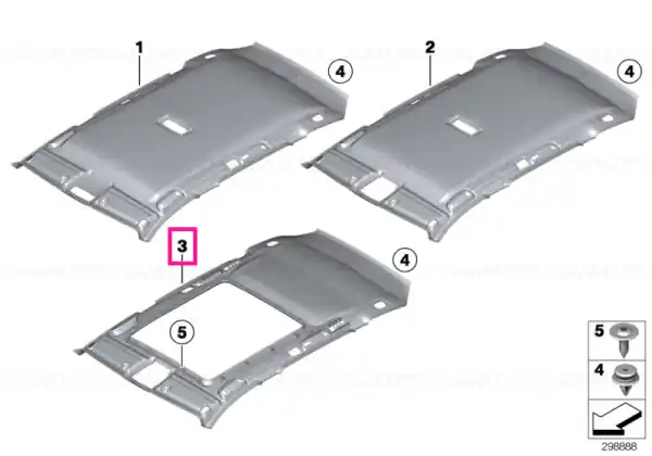Transport gratuit Moulded roof lining f panoramic roof OYSTER - BMW