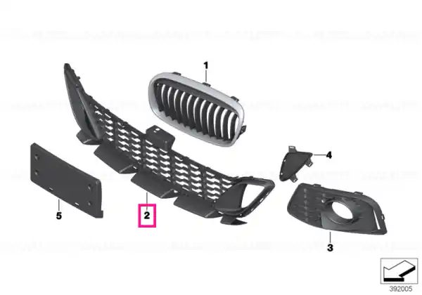 Grille, bumper, middle, open - BMW Nu rata