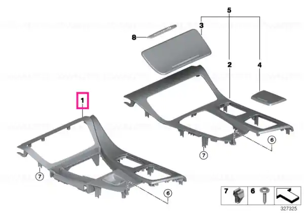 Doar azi Ornament consolă centrală aluminiu prelucrată - BMW