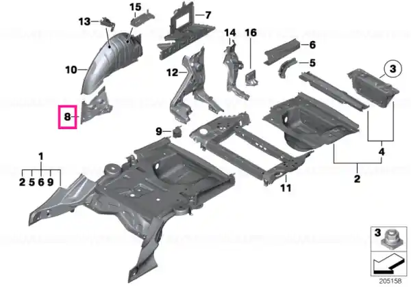 Preferatul clienților End plate, side member, right - BMW