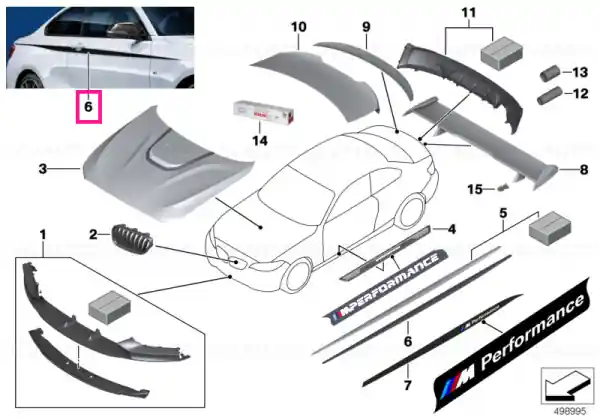 Disponibil imediat Foil, accentuation strip, left / right M PERFORMANCE - BMW